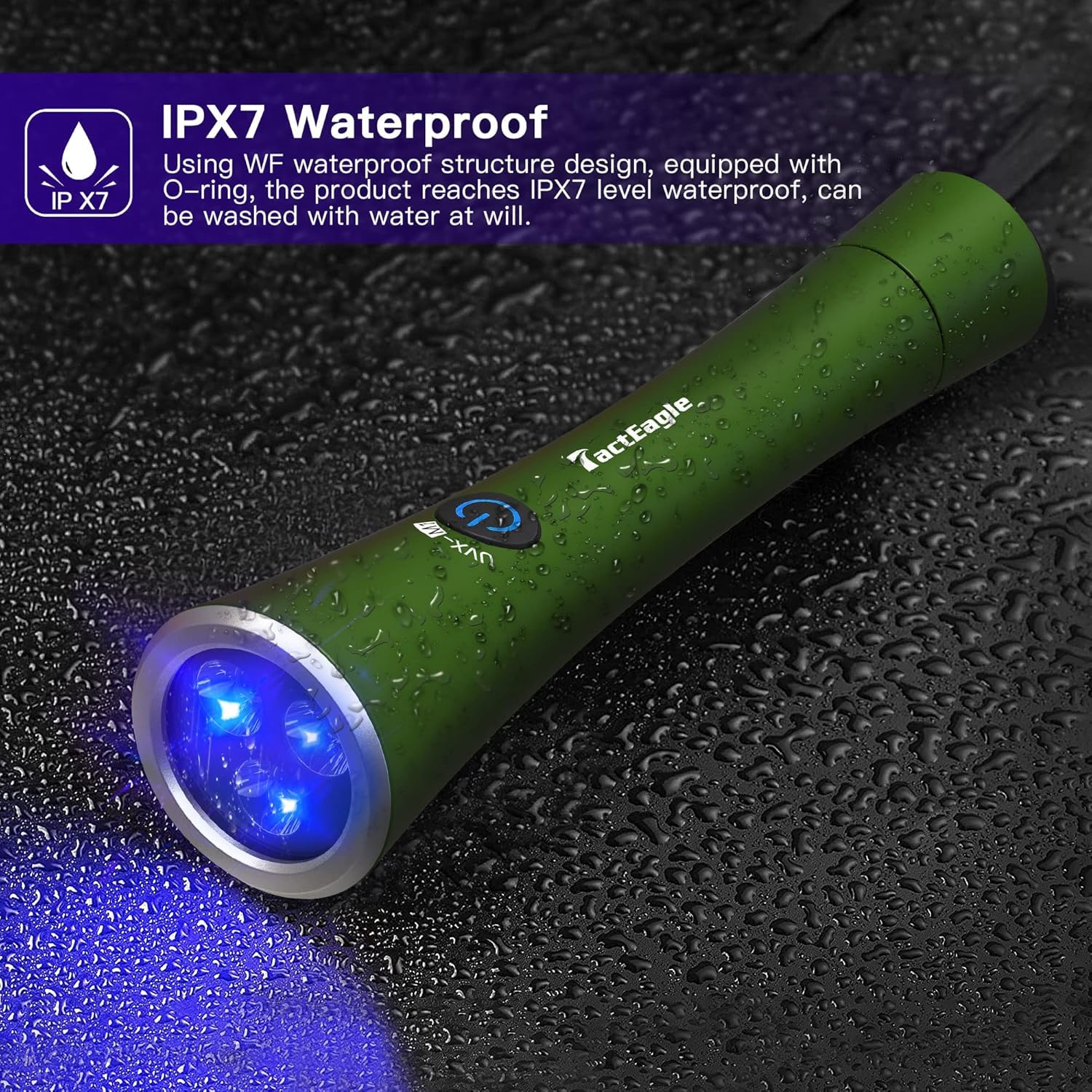 UVA-M1 Linterna de luz negra verde