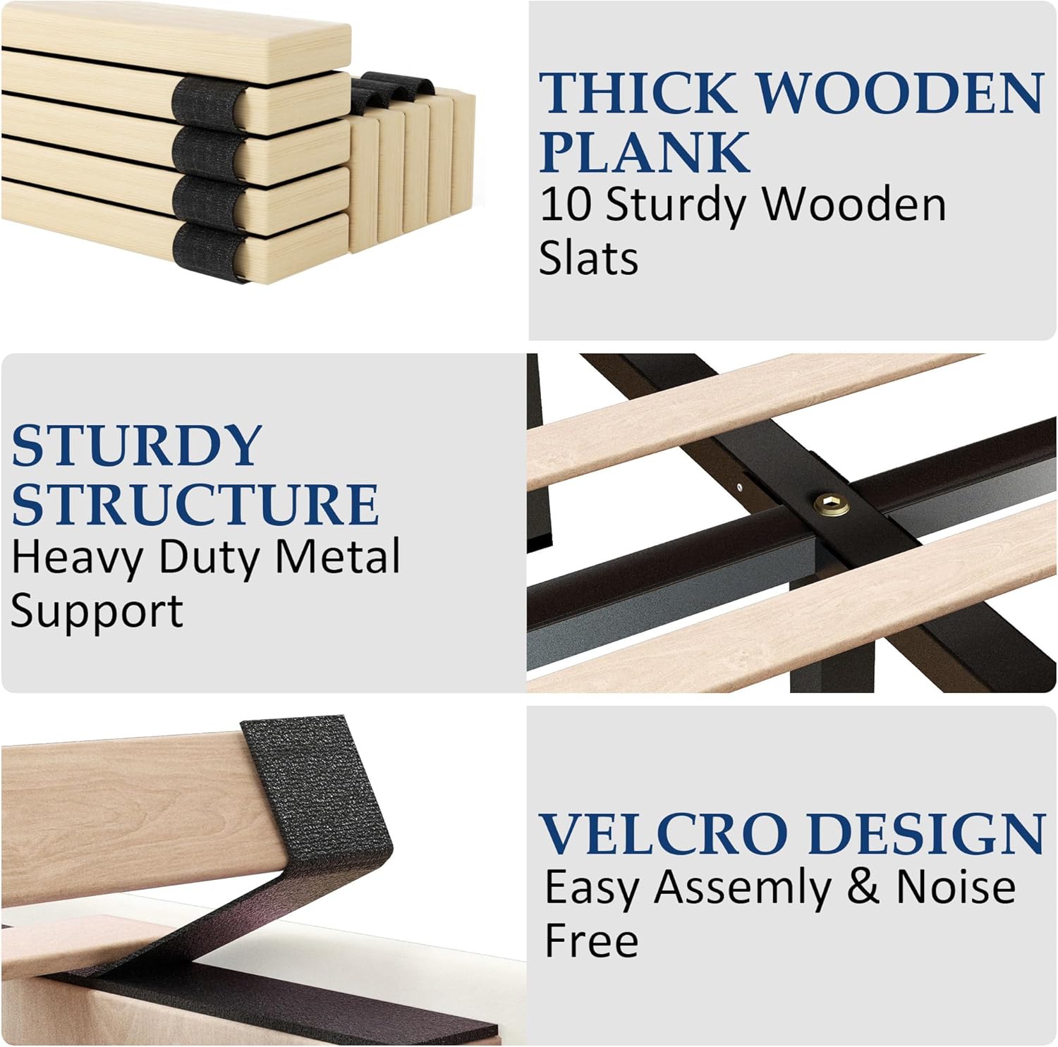 King Size Platform Bed Frame with Upholstered Velvet Button Tufted Headboard, Mattress Foundation with Wooden Slat Support, No Box Spring Needed, Easy Assembly, Noise Free, Beige - Image 6