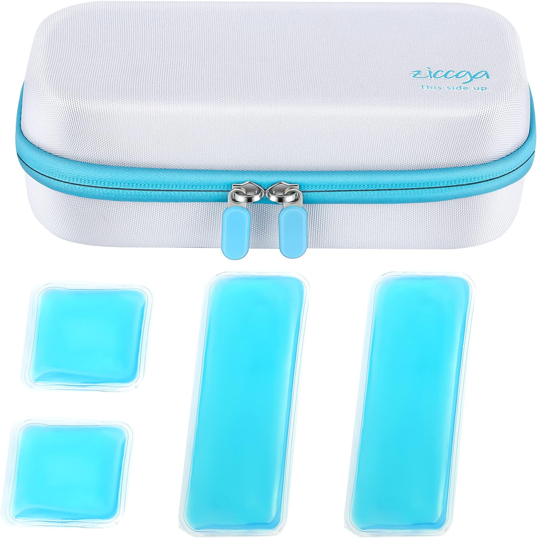 ZICCGA Insulin Cooler Travel Case for Pen, Diabetics Medication Bag Organizer with 4 Ice Packs for Vials EpiPen