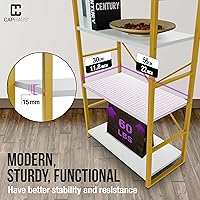 Vista 6 de CAPHAUS Estantería pequeña de 2 niveles, estante de pie de 24 pulgadas de ancho, organizador de almacenamiento de estantes, estantes industriales