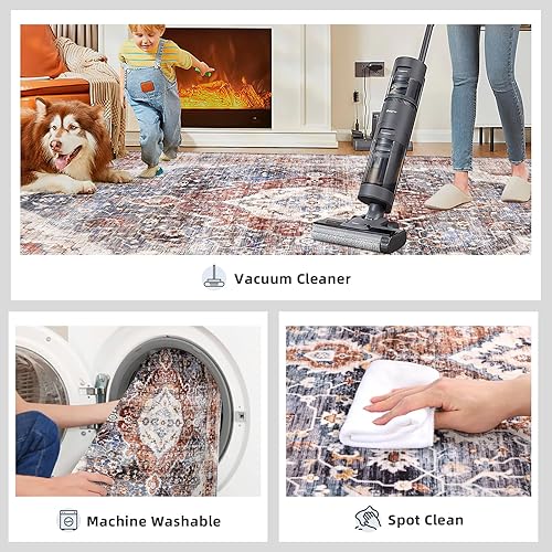 Miniatura 5 de Deerly Alfombra de área de 8 x 10 pies, estilo bohemio, lavable, de 8 x 10, alfombra grande para dormitorio, sala de estar, vintage, antideslizante,