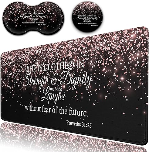 Alfombrilla de escritorio, extendida y grande con bordes cosidos (31.5 x 11.8 pulgadas), reposamuñecas ergonómico para mouse, impermeable, para