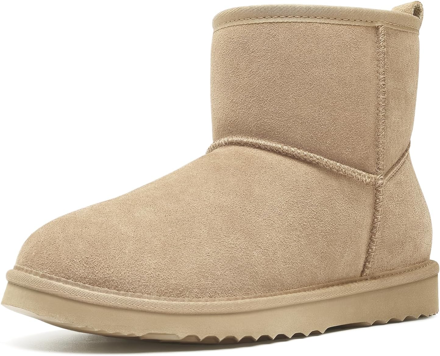 Litfun Genuine Suede Mini Boots for Women Winter Warm Fuzzy Boots Comfort Snow Boots with Fur Lined