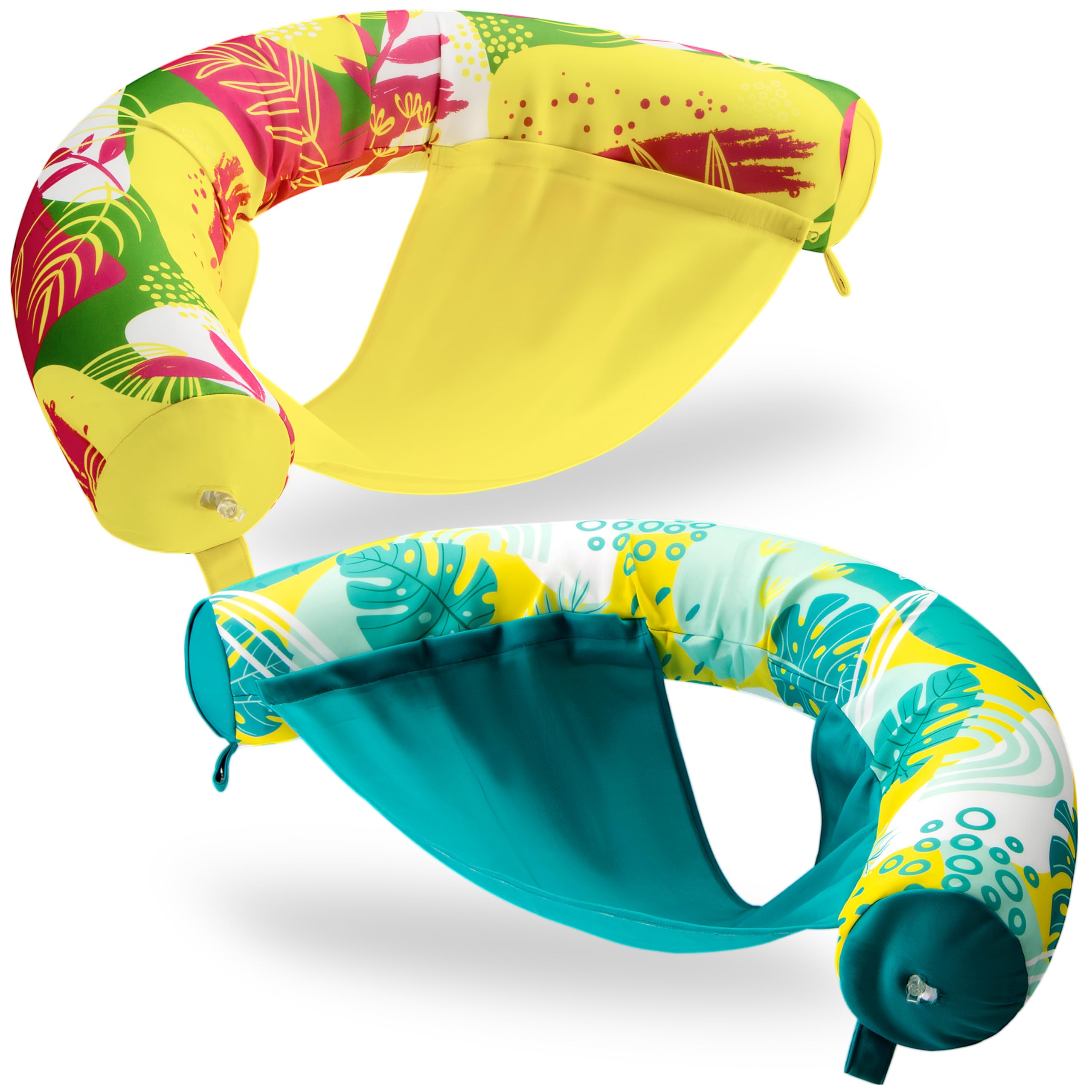 Sloosh Pool Floats Adult, 2 Pack Inflatable Noodle Chair with Sling Soft Fabric, Floating Pool Float Lounge for Summer Water Fun