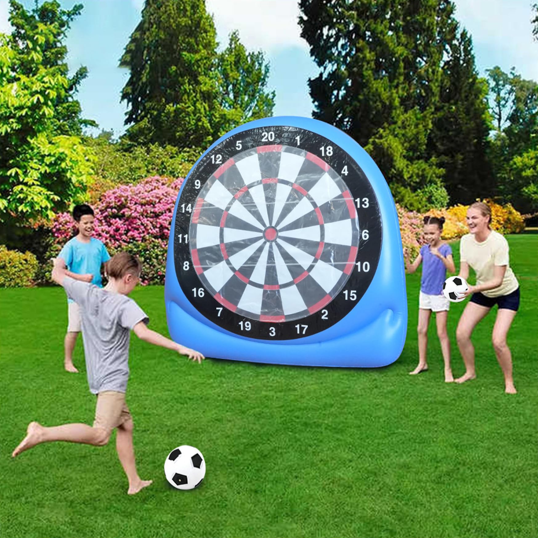 Fußball-Darts aufblasbar, riesiges aufblasbares Fußball-Darts-Board mit klebrigen Bällen, tragbares Outdoor-Hofspiel für Garten, Strand, Partyspaß