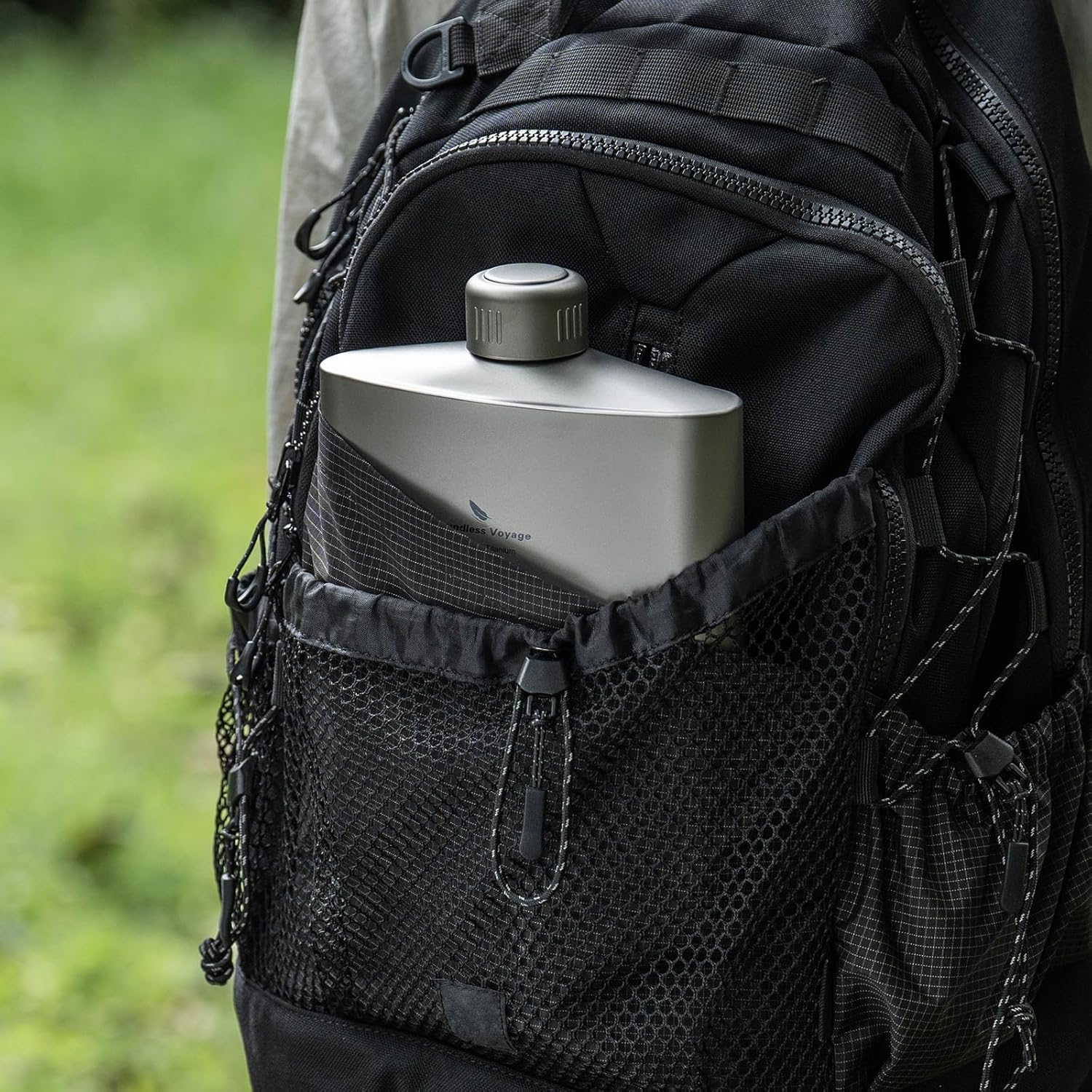 Boundless Voyage Titanium Bottle Camping Sports Water Bottle with Black Carry Bag Lightweight & Leakproof Drinkware for Camping, Hiking & Everyday Use Ti3008D