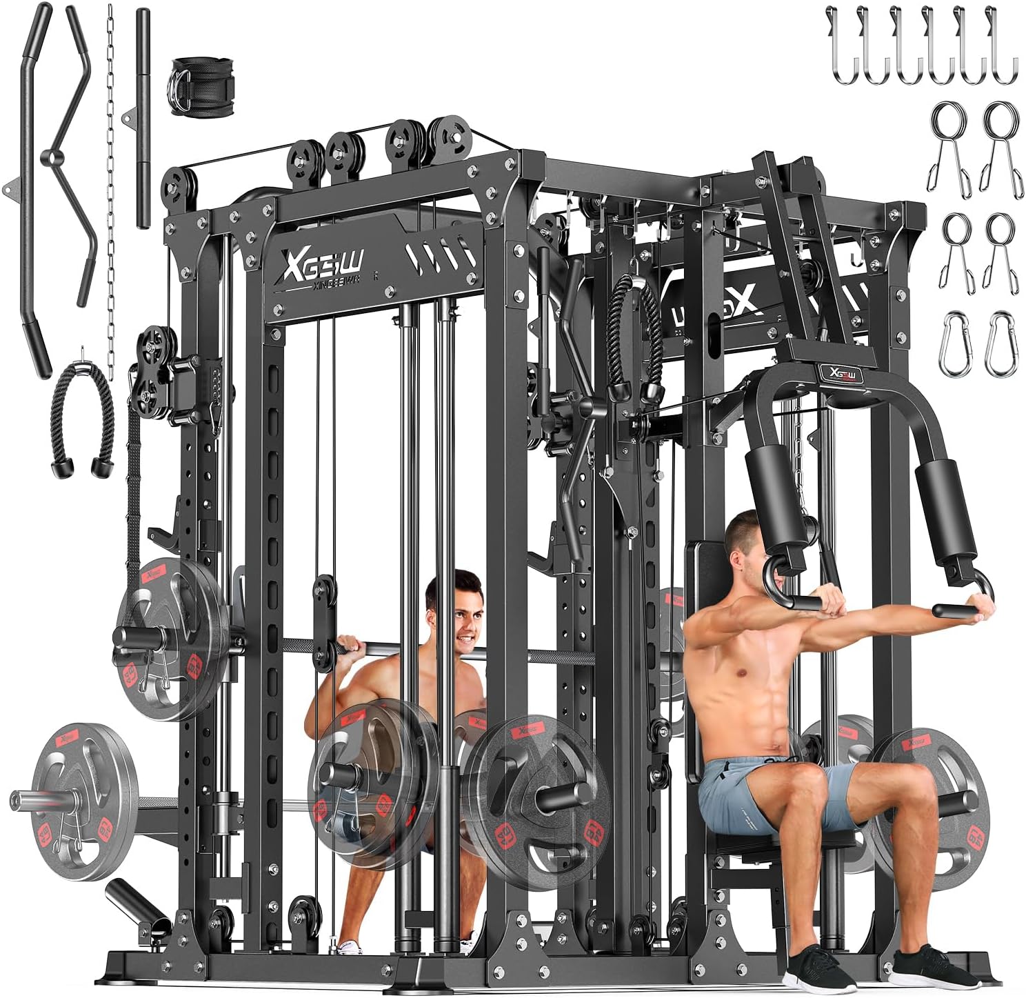 XGSW Power Cage - Smith Machine with Cable Crossover & Multi-Function Squat Rack