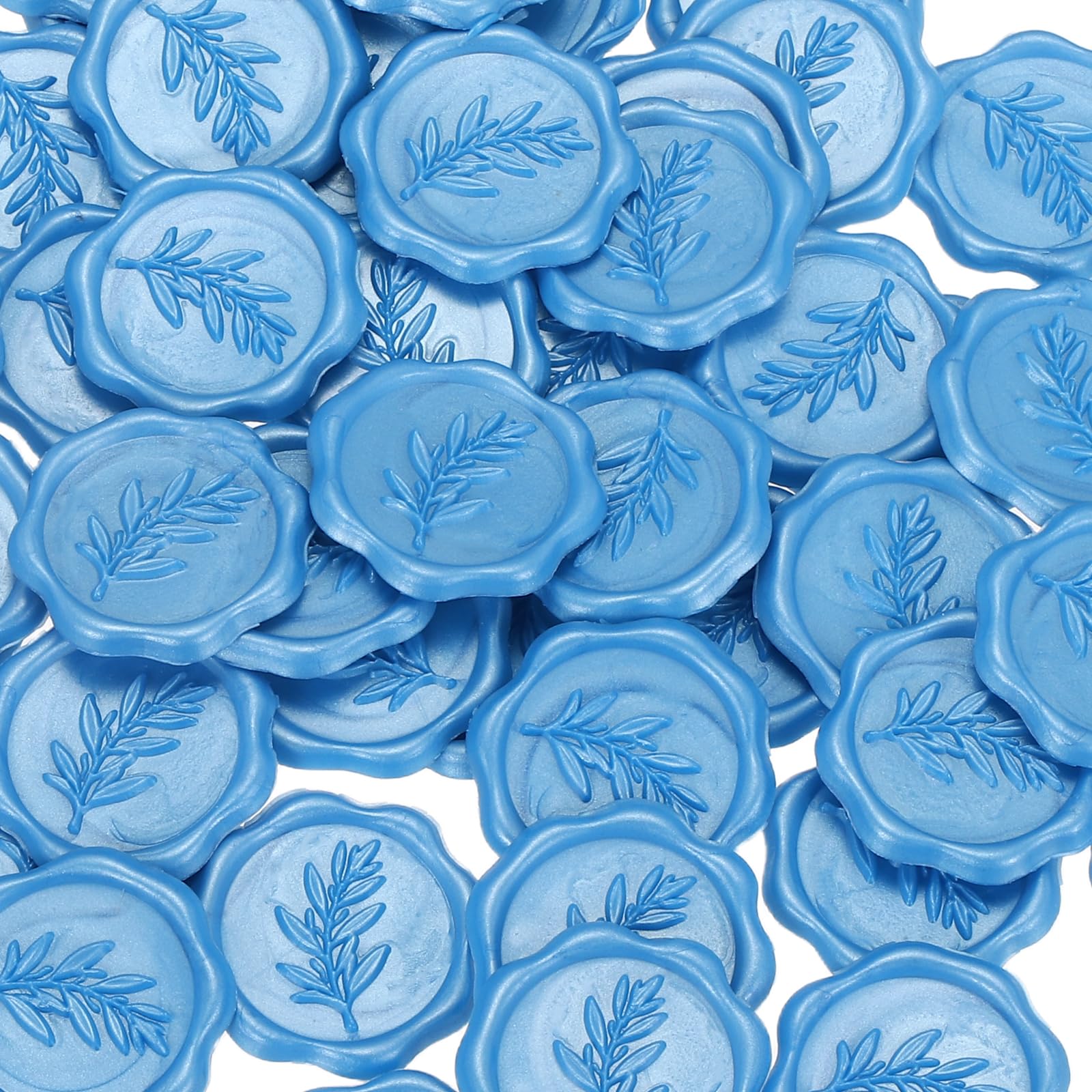 Autocollants de cire bleu mer en relief 3D PATIKIL lot de 100 pièces motif feuillage