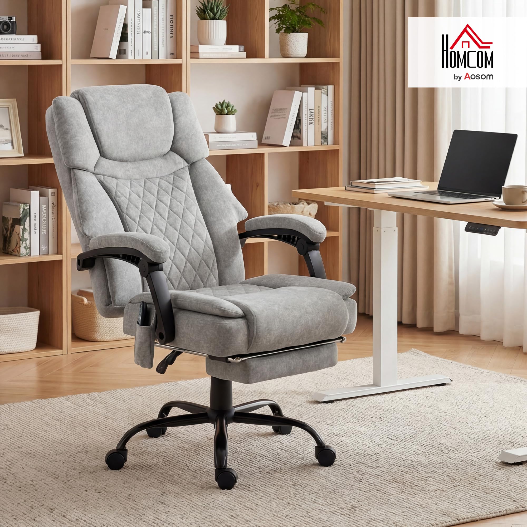 HOMCOM Bürostuhl mit Massagefunktion Ergonomisch Schreibtischstuhl Grau