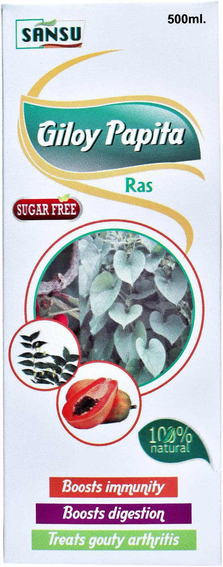 SANSU Giloy Papita Ras | Immuity Booste | suger free| Giloy with papita Ras (500ml)