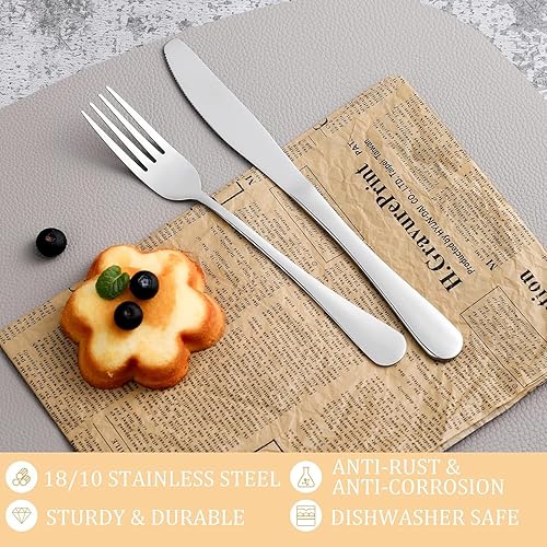 Miniatura 5 de Juego de cubiertos de 20 piezas, juego de 5 piezas de cubiertos de acero inoxidable de alta calidad, juego de cubiertos pulido con espejo, tenedor,