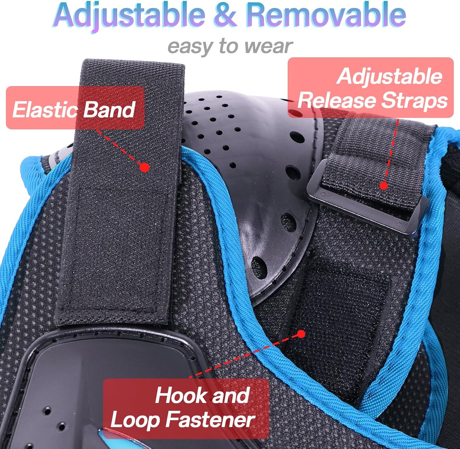 StarknightMT Upgraded Kids Motorcycle Armor Suit Teen Dirt Bike Gear Riding Protective Set for Cycling, Skateboarding, Skiing, Skating, Off-Road (Blue) - Image 4