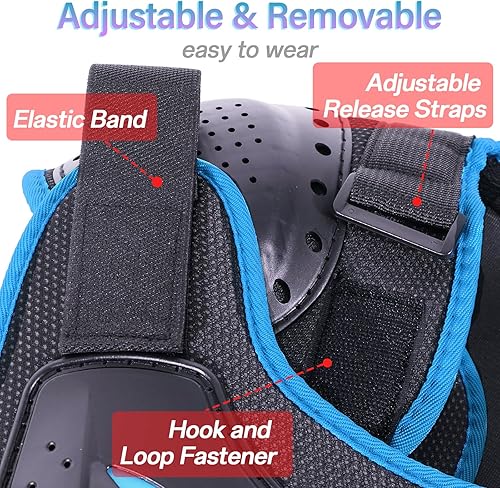 Vista 22 de StarknightMT Conjunto de armadura de motocicleta mejorada para niños, adolescentes, equipo de protección para ciclismo, patinaje, esquí, patinaje