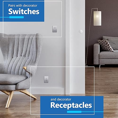 Miniatura 190 de LIDER - Cubierta decorativa de interruptor doble con acabado mate, placa de pared sin tornillos, tamaño mediano, 2 bandas, 4.88 x 4.92 pulgadas