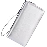 Women&apos;s RFID Blocking 100&percnt; Leather Large Capacity Zip Around Wallet Phone Holder Clutch Travel Purse Wristlet