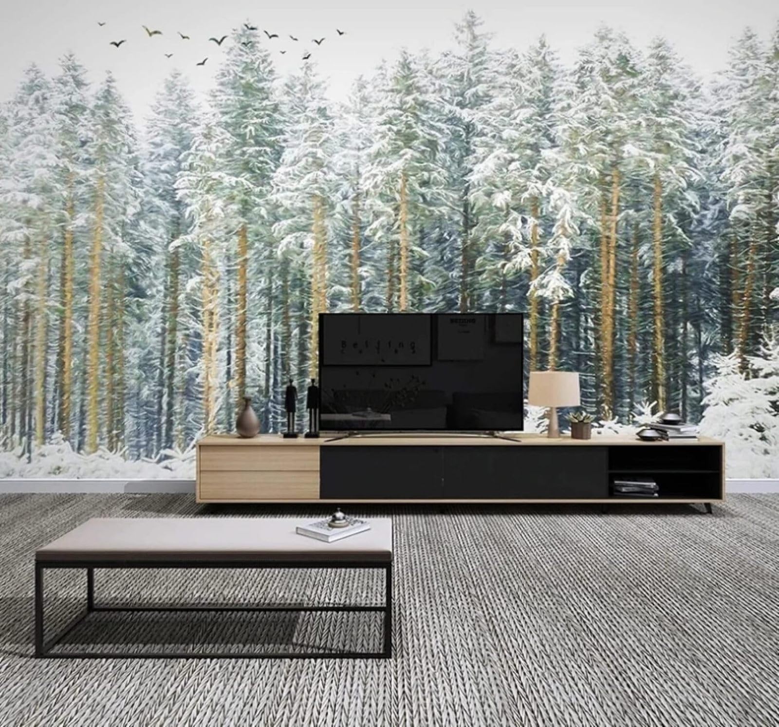 Fresh Green Forest Birds Landscape 3D Wallpaper Easy Install Feature Office Living Room Sofa Bedroom TV Background Wall Decoration-300cm×210cm