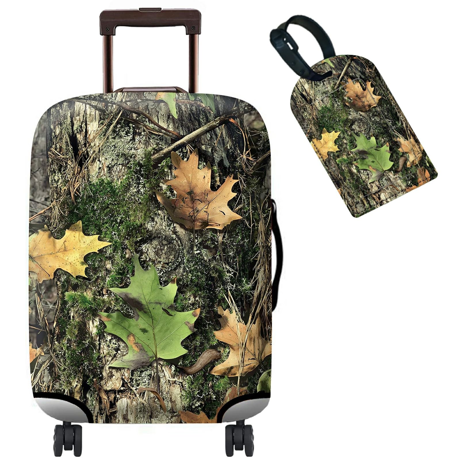 BWEGRHE Luggage Cover Plus - Camo Tree Travel Suitcase Cover for 18-20 inch Luggage (S) with Concealed Zipper, Washable Elastic Cloth, Dustproof,