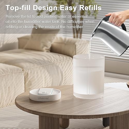 Miniatura 4 de Humidificador de niebla fría 2 en 1 para dormitorio, habitación grande, guardería y plantas, relleno superior de 4 litros con difusor de aceite, luz
