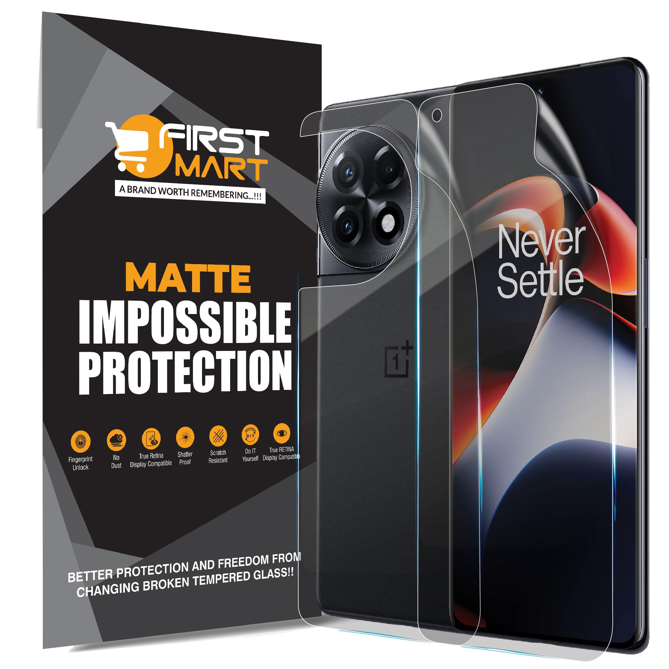 FIRST MART Screen Protector for OnePlus 11R 5G - Front and Back Nano Fiber Unbreakable Membrane Case Friendly Full Edge to Edge Screen Coverage & Installation Kit (Matte) (B0CYXBRFRZ) Amazon Price History, Amazon Price Tracker