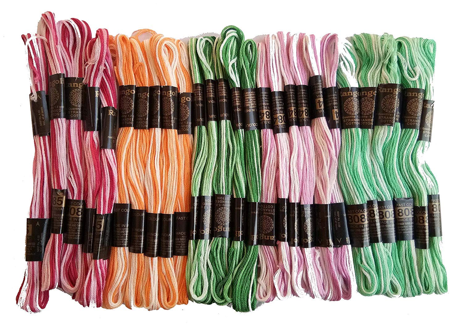 K G group Threads Cotton Embroidery Threads Set Double Shaded Pack of 100 (8 m, Multicolour)