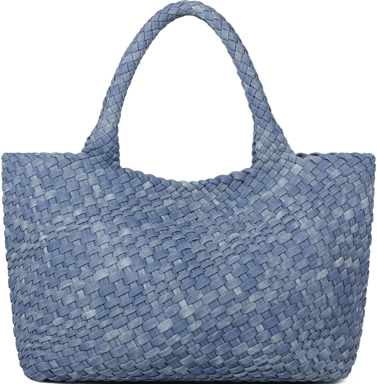 Queenoris Woven Bag for Women, Fashion Top Handle Shoulder Handbag Vegan Leather Shopper Purses Large Travel Tote Bag