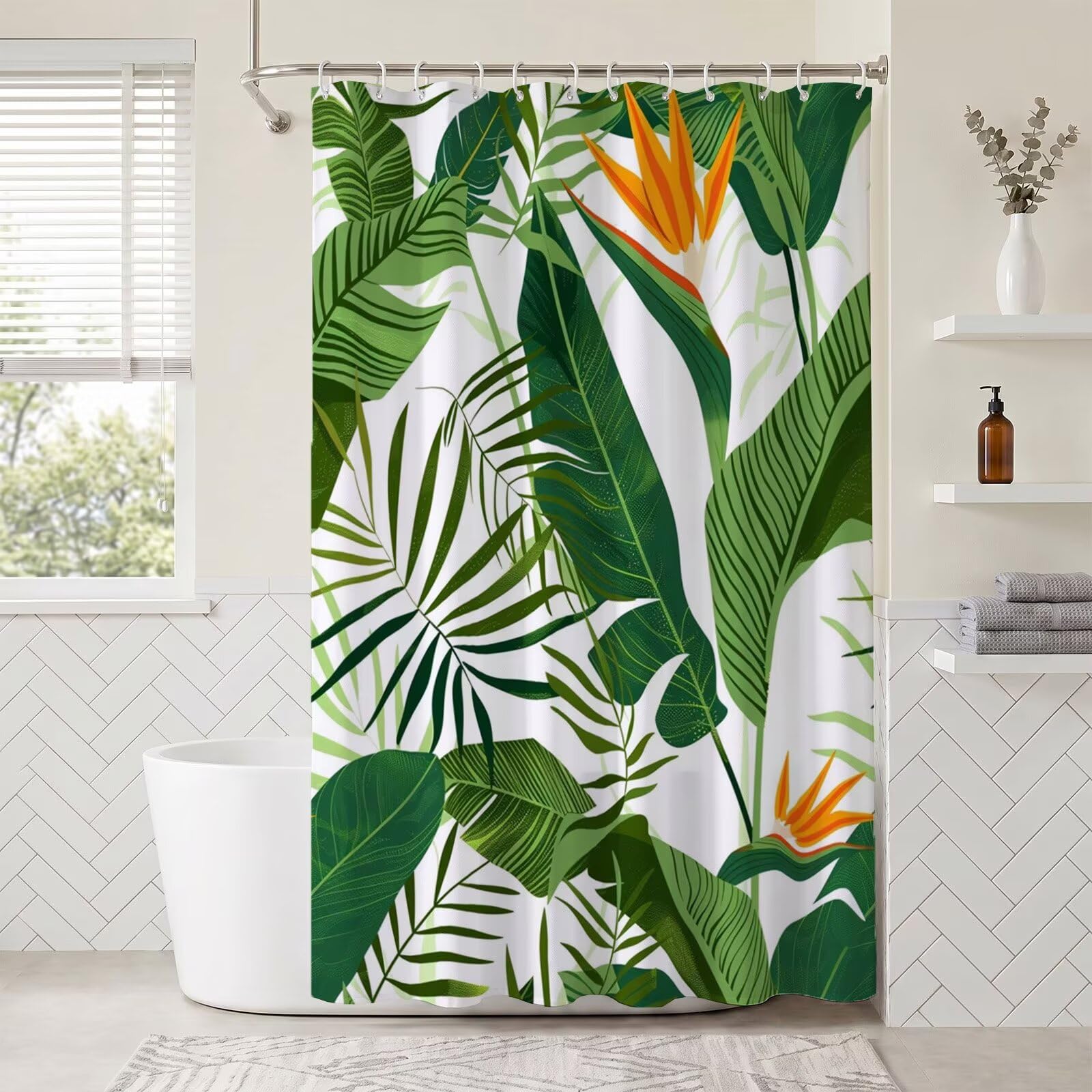 Rideaux baignoire polyester de qualité supérieure 140x190cm motif feuille