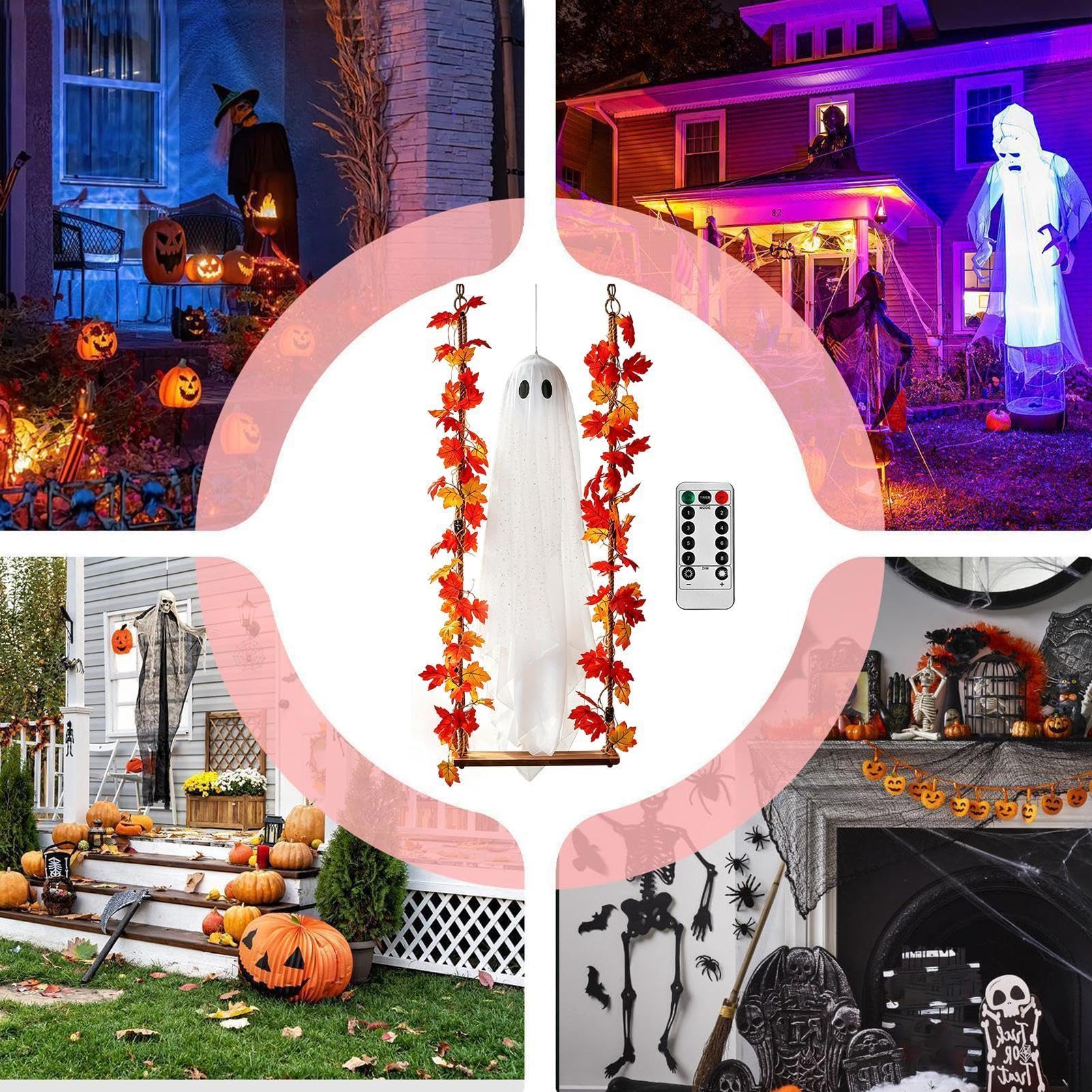 Swinging Ghost Outdoor Decor Spooky Cute Horror Haunted House Prop