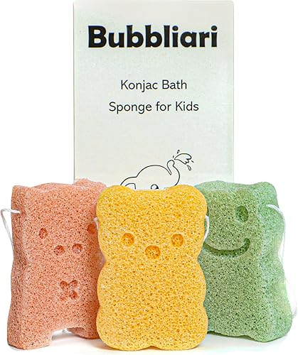 Esponja de baño Baby Konjac - 3 piezas rana, cerdo, oso - Esponja de baño para bebés y niños pequeños, todos los ingredientes naturales, la hora del