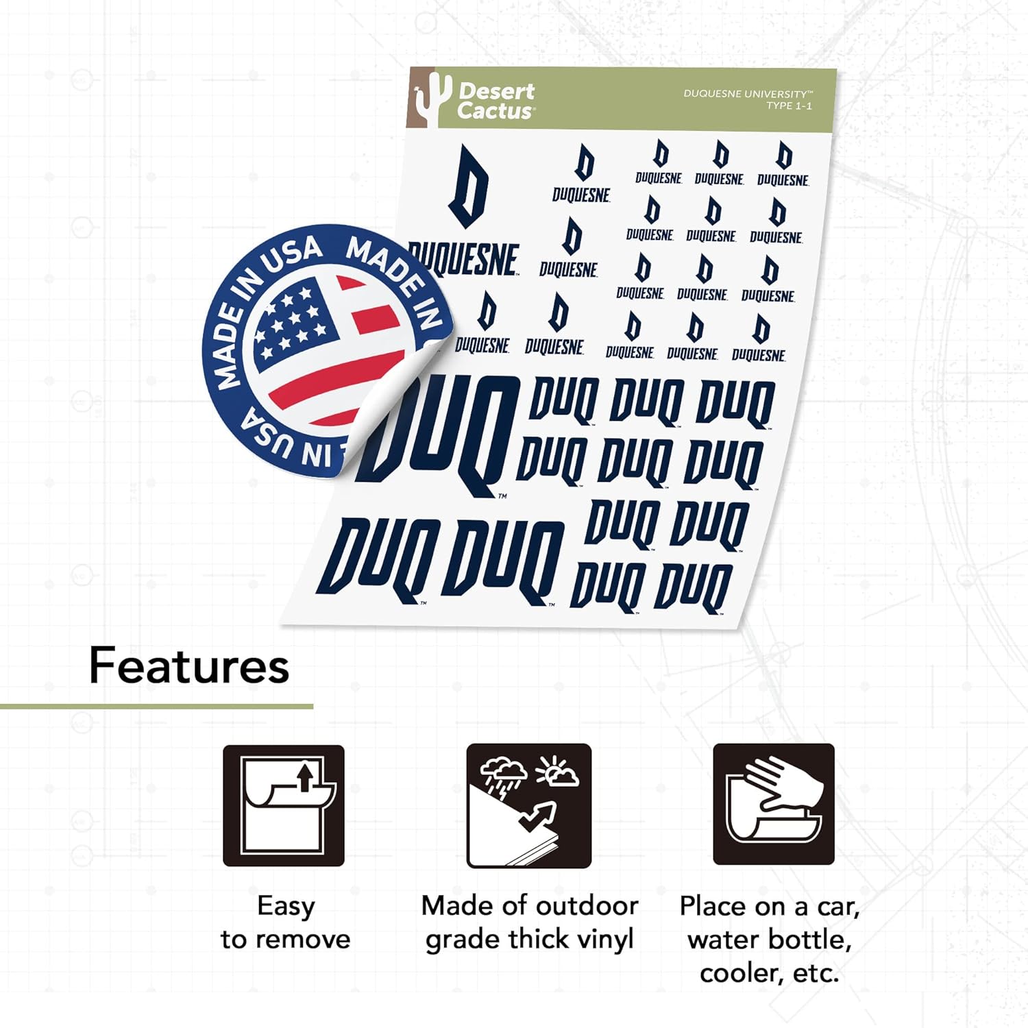 Desert Cactus Duquesne University Sticker Dukes DUQ Sticker Vinyl Decals Laptop Water Bottle Car Scrapbook T1 (Type 1-1) - Image 4