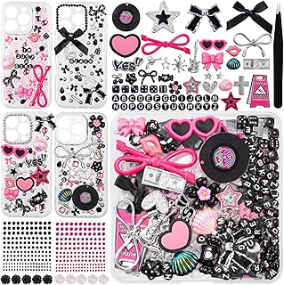 Junk Phone Case Charms Kit,Charms for Junk Cases,Kawaii Bow, Letter Beads, Nail Accessories, Flatback Resin, Cute Aesthetic Big Decor for Personalization