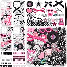 Junk Phone Case Charms Kit,Charms for Junk Cases,Kawaii Bow, Letter Beads, Nail Accessories, Flatback Resin, Cute Aesthetic Big Decor for Personalization