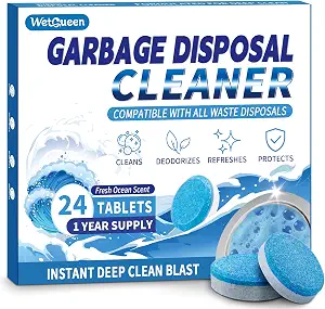 Wetqueen Garbage Disposal Cleaner and Deodorizer Tablets - 24 Pack, Fresh Ocean Scent