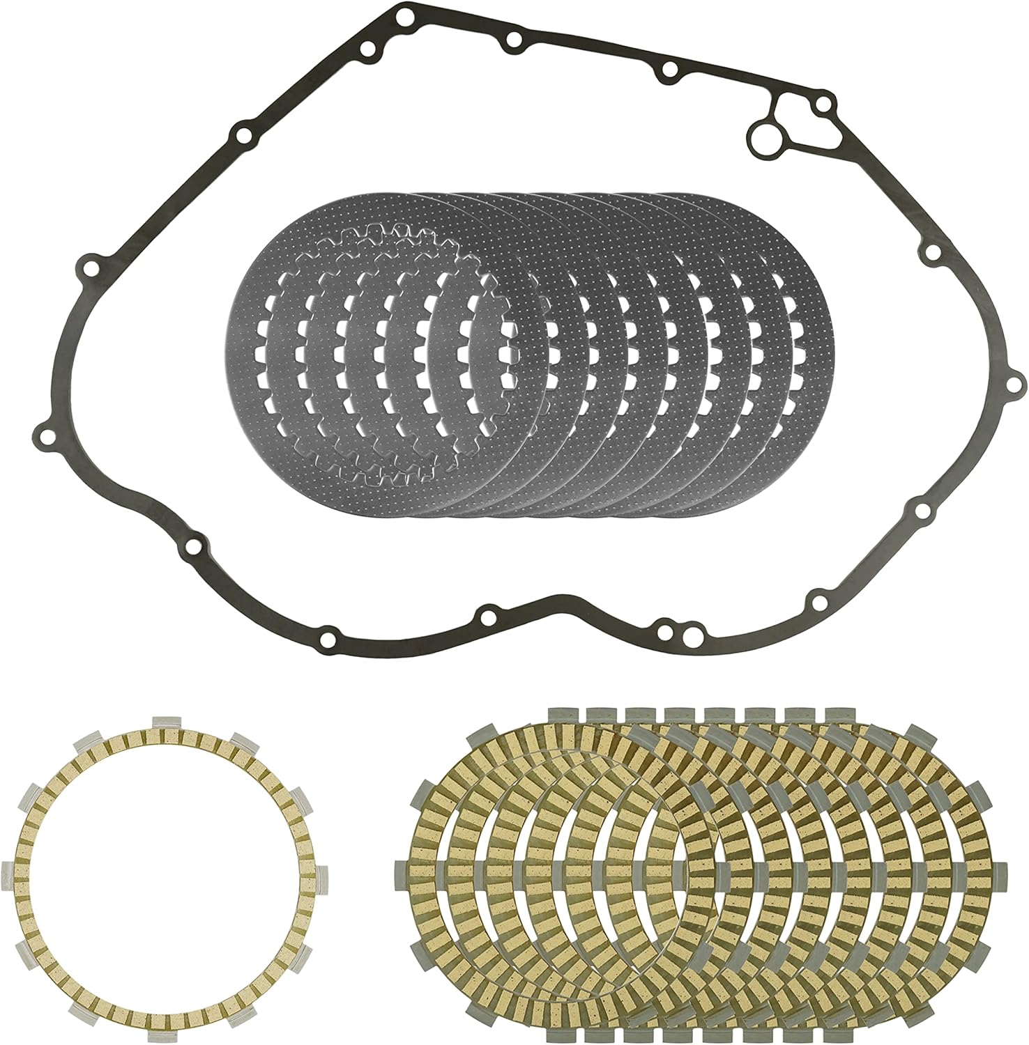 Caltric Clutch Friction Steel Plates and Gasket Kit Compatible with Yamaha V Star 1300 XVS13 2007-2017