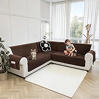 Vista 41 de Fundas de sofá seccional para perros 100% impermeables, funda de sofá en forma de L para esquinas, de terciopelo, lavable, antideslizante