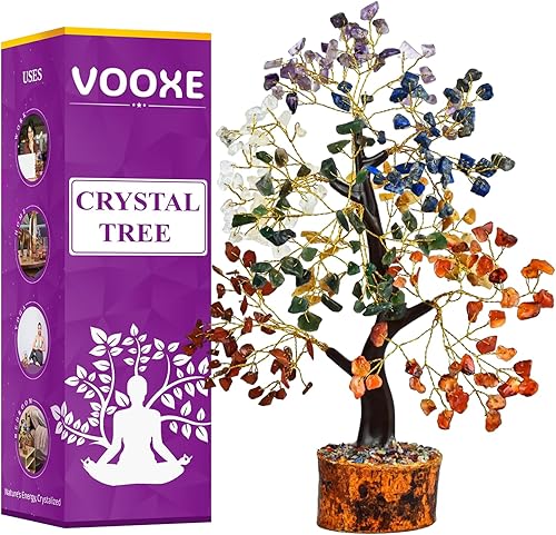 Árbol de la vida de cristal de siete chakras, piedra curativa de cristal para la oficina en casa y decoración, árbol de dinero FENG Shui, regalo de