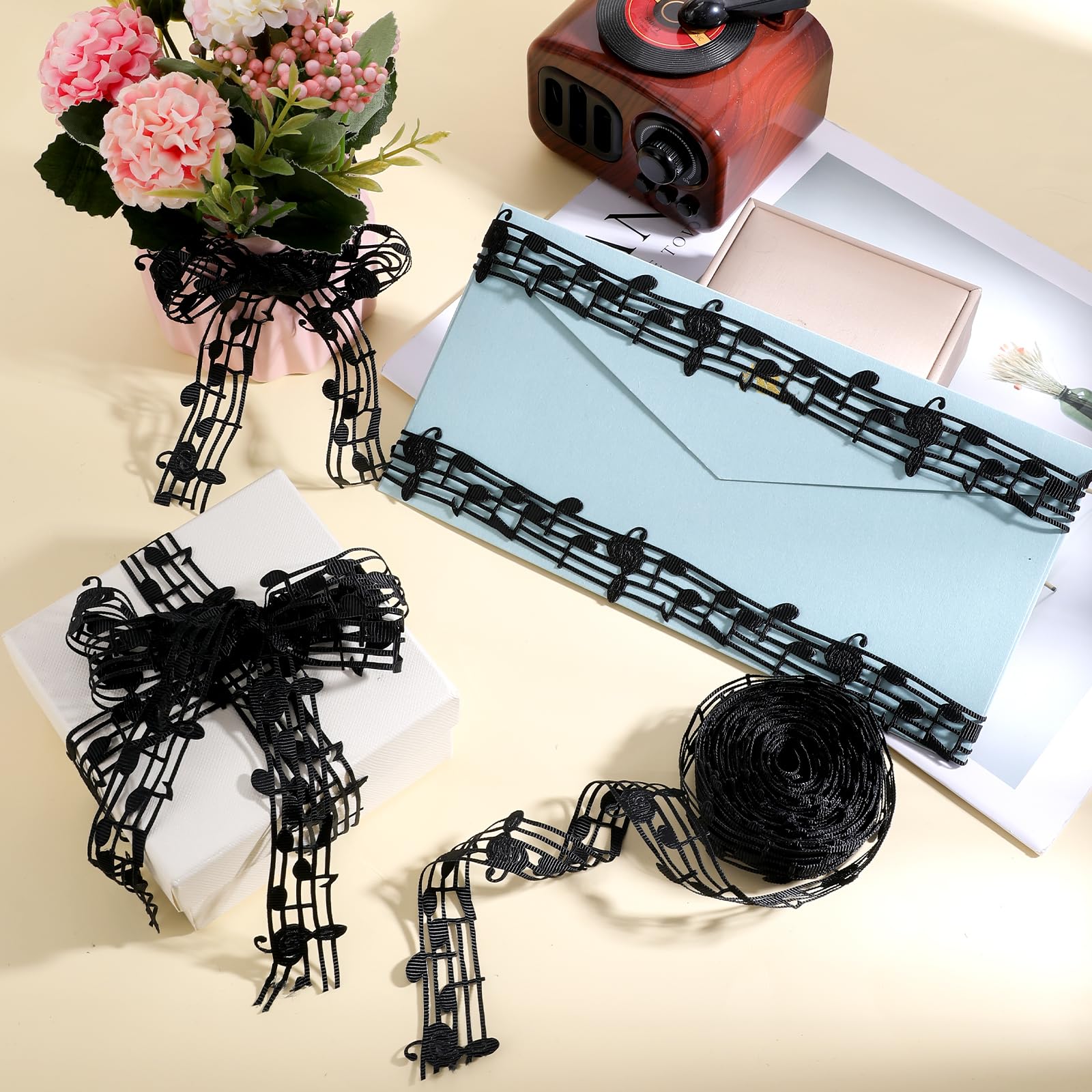 CWPFVQA 1 Roll 10-Yard Music Note Ribbon, 1 Piece 1-Yard Music Note