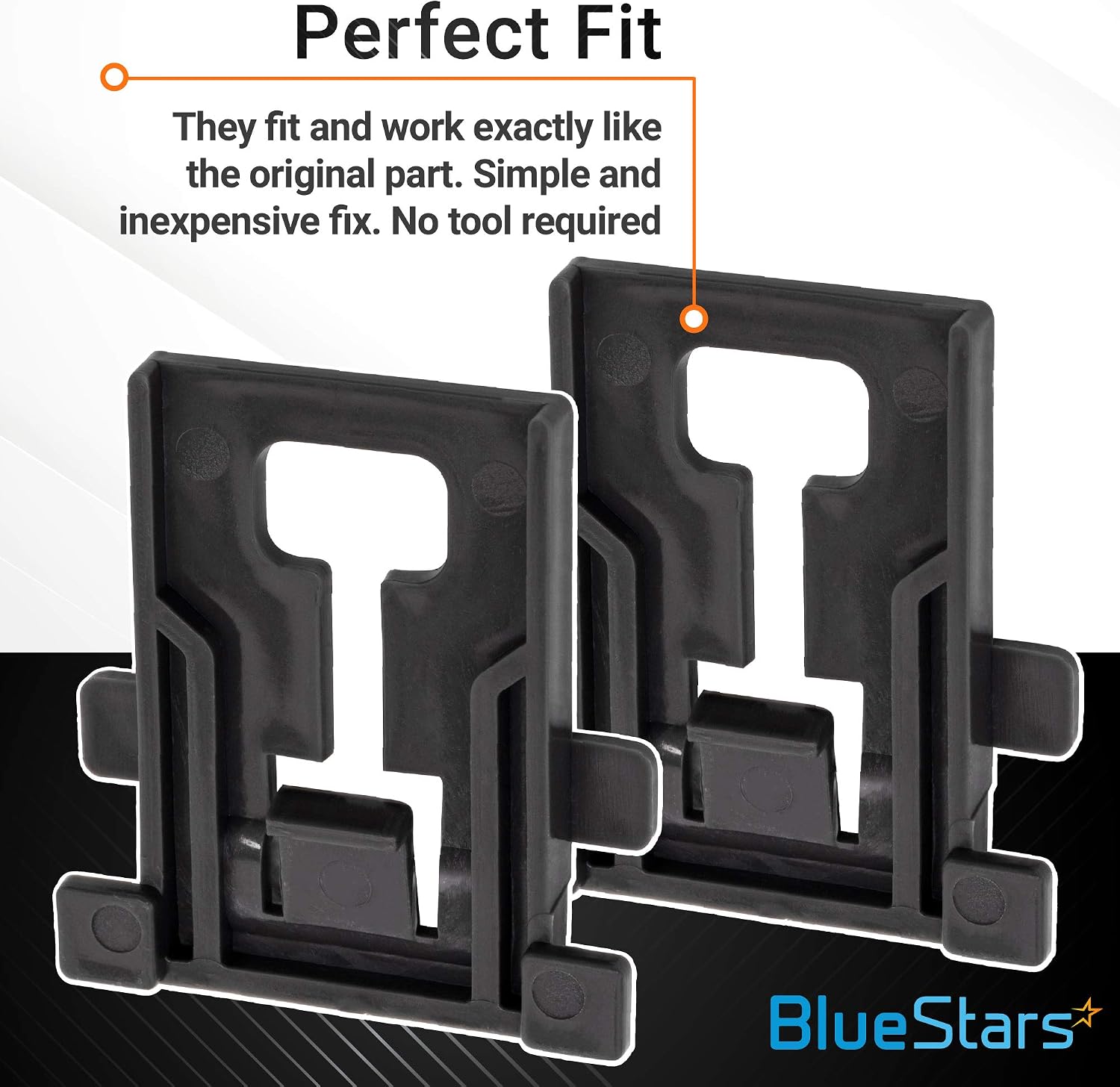 Ultra Durable W10195840 Dishwasher Rack Adjuster Positioner Replacement Part by BlueStars - Exact Fit for Whirlpool Kenmore Kitchenaid Dishwashers - Replaces WPW10195840 PS11750093 - PACK OF 2