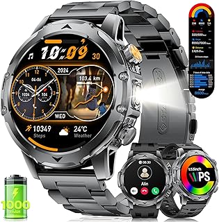 FITFLEX Orologio Smartwatch Uomo con Chiamata Bluetooth, 1.53″ HD AMOLED Smartwatch con Batteria 1000 mAh(50+Standby Zei…