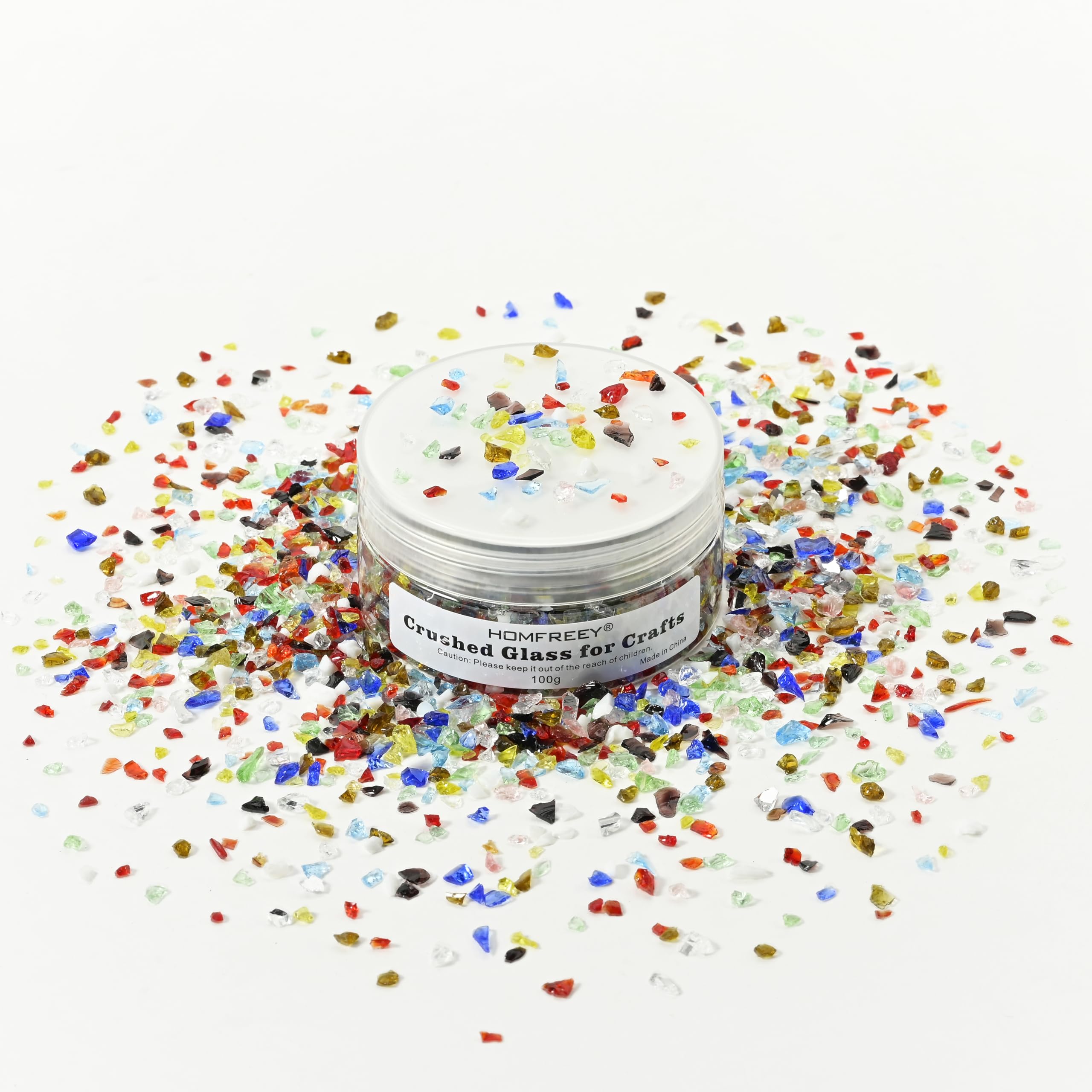 Multiple Color Mixing Crushed Glass Chips,Glitter Fine Sand,Irregular Iridescent Piece,Broken Glass for DIY Jewelry Resin Art Making Or Vase Filling