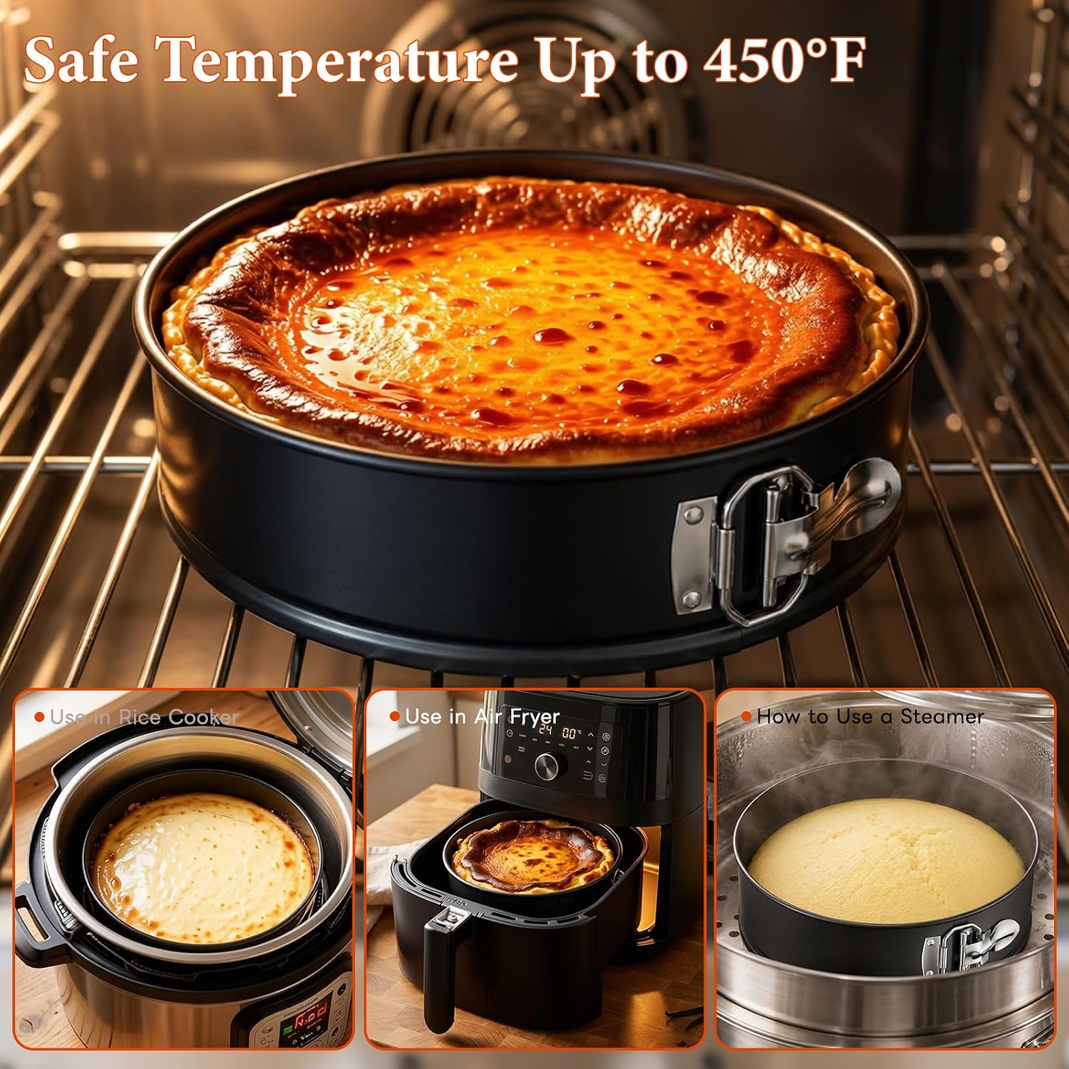 COOLMI 9 Inch Springform Pan, Nonstick Cheesecake Pan with Removable Bottom, Leakproof Pan for Baking Pie Cake Pizza and Quiches