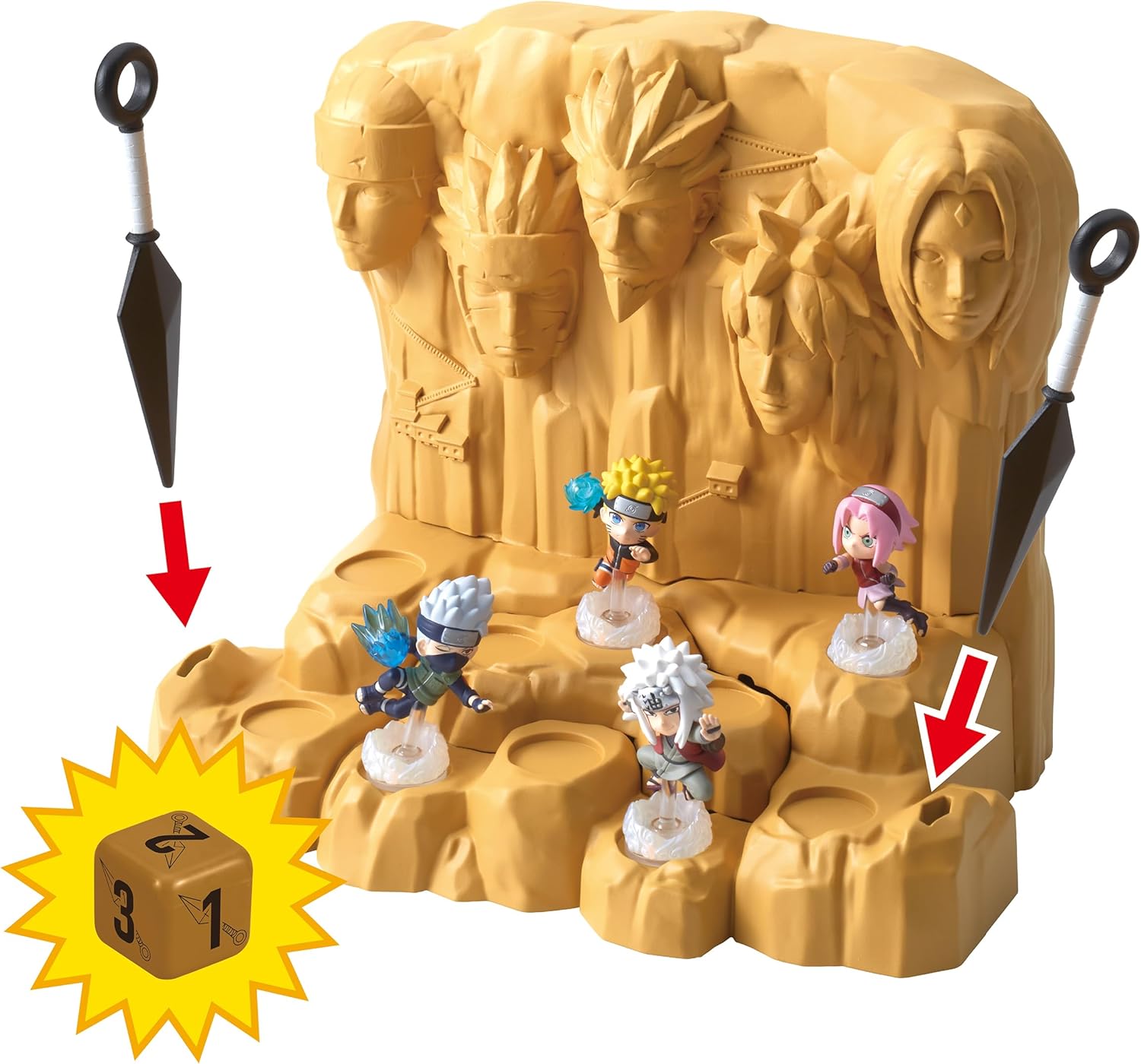 EPOCH Games - Battle Game Heroes - Naruto Shippuden Hokage Rock Survival 4-Figure Battle Game – Collectible Figures for Play & Display, Ages 8+