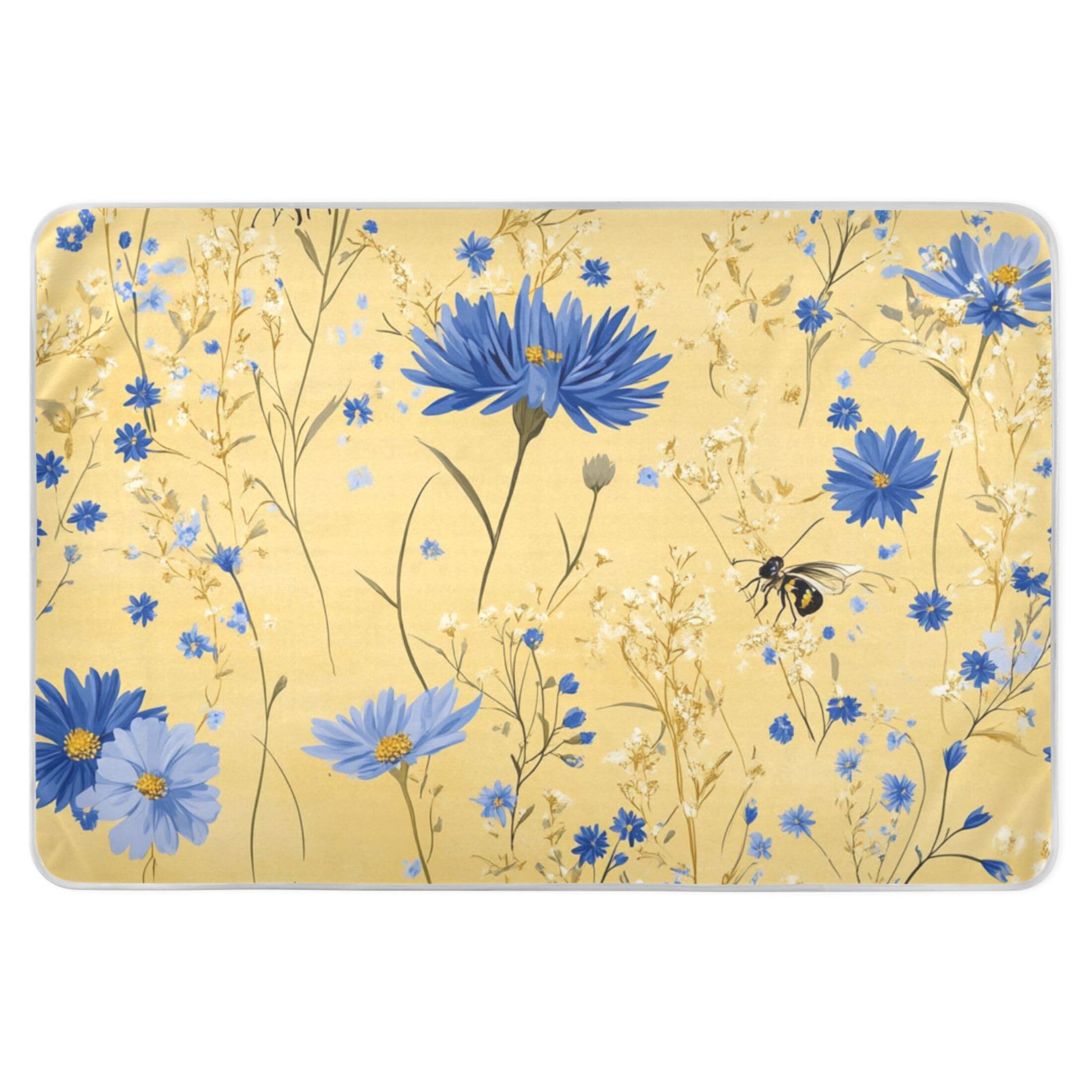 Cornflower Yellow Extra Large Resuable Changing Pad Covers Waterproof Washable Flat Crib Pads Machine Washable Travel Mattress for Children Adults Pets, 52