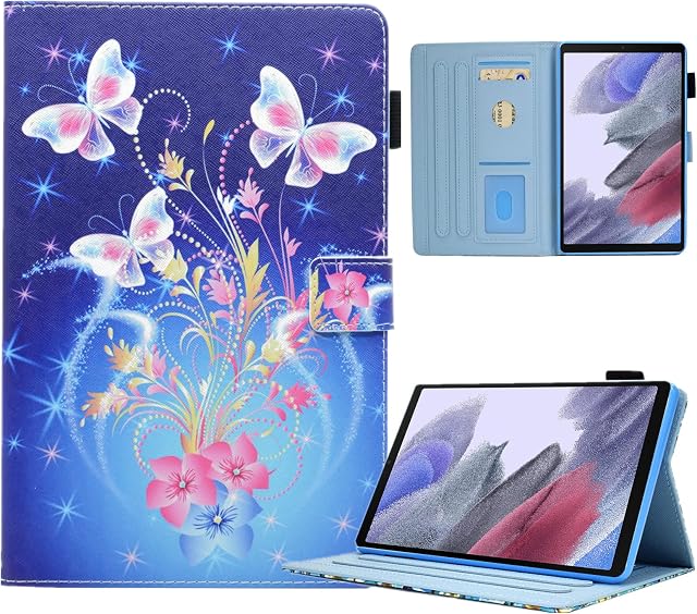 KEROM Samsung Galaxy Tab A7 Lite Case 8.7 inch 2021 Model (SM-T220/T225/T227), PU Leather Stand Cover Protective Case for Samsung Galaxy Tab A7 Lite 8.7'' 2021, Butterfly
