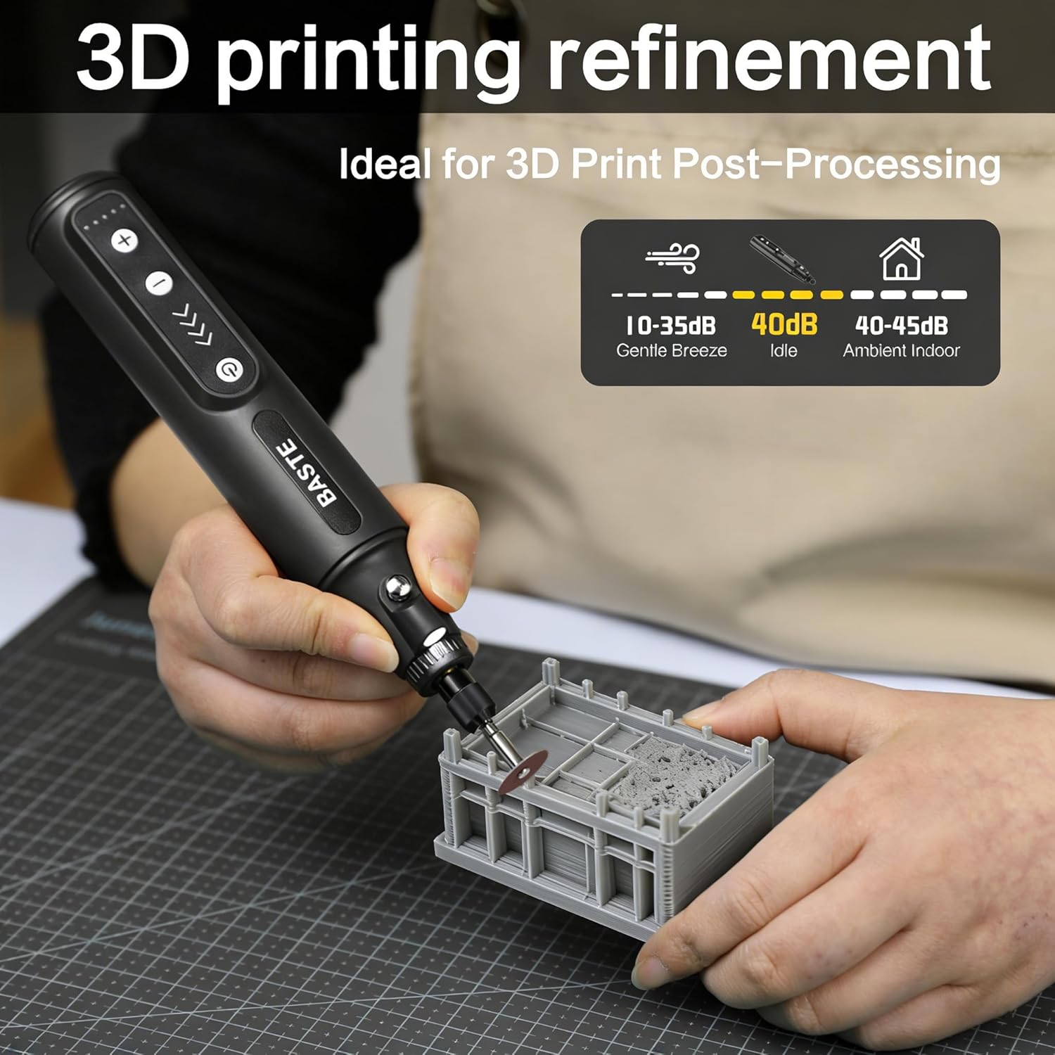 Baste Mini Cordless Rotary Tool Kit - 5 Speed 18000RPM, 109 Accessories Type-C Charging Power Rotary Tool for 3D Printing, DIY Crafts, Sanding, Polishing, Drilling, Etching, Engraving (Black)