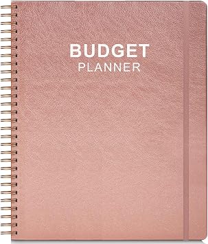 Budget Planner & Monthly Bill Organizer with Pockets. Expense Tracker Notebook, Budgeting Journal and Financial Planner Budget Book to Control Your Money, 8" x 9.5", PU Leather, Rose