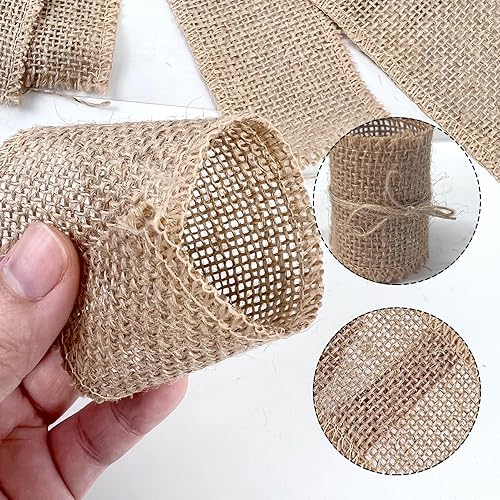 Miniatura 3 de 150 servilleteros de arpillera con cuerda de cáñamo, lazos rústicos de yute para servilletas, servilleteros de naturaleza para servilletas, granja,