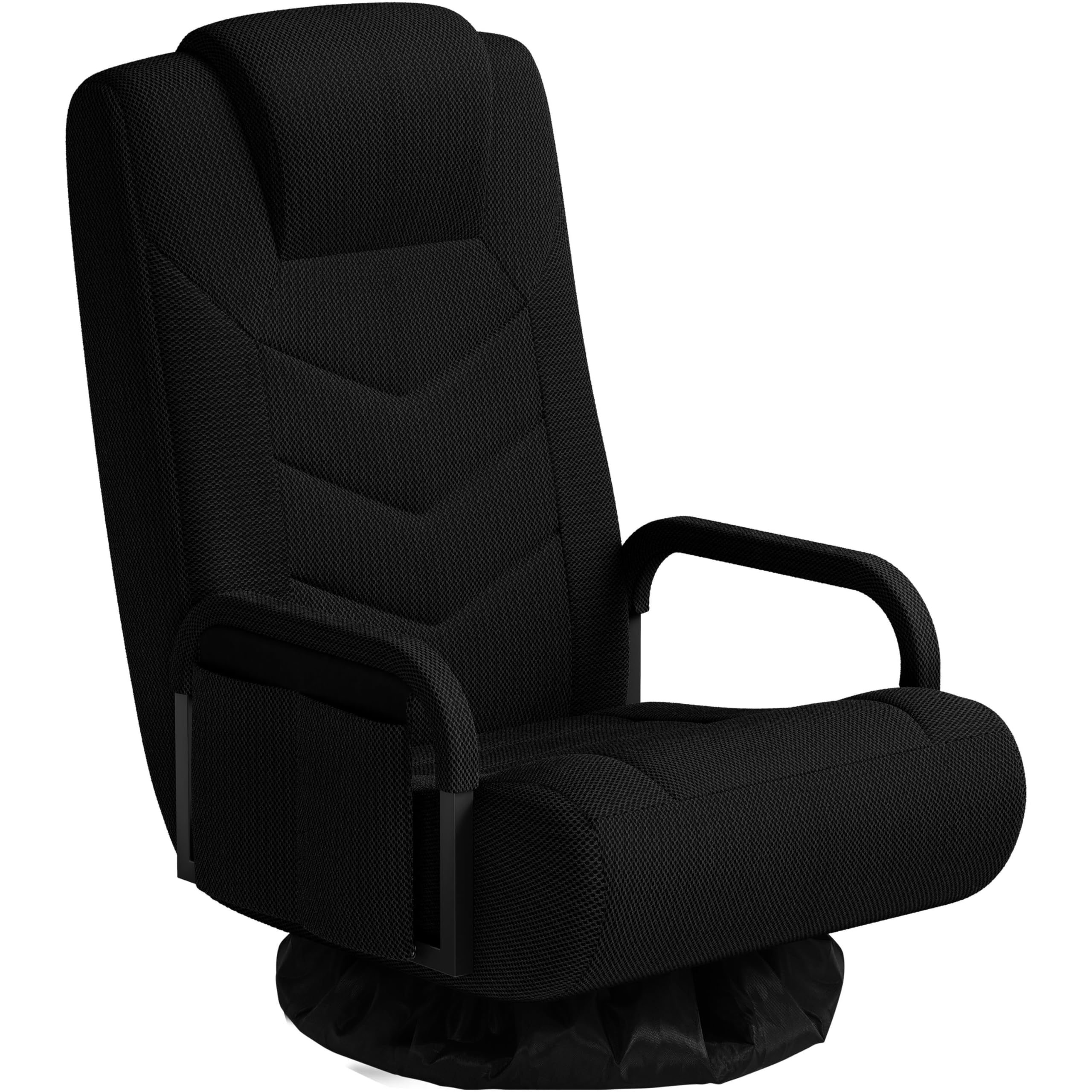 Yaheetech Swivel Gaming Chair, 360 Degree Multipurpose Video Game Chair Lazy Lounger Couch for Playing Games, TV, Reading with 6 Adjustable Position, Side Pocket, Armrest Handles Full Black