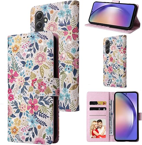Miniatura 30 de UEEBAI Funda tipo billetera para Samsung Galaxy A16 4G/5G, cubierta de cuero PU con soporte, bloqueo RFID, funda flip con ranuras para tarjetas,