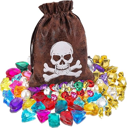 Miniatura 5 de RICHNESS Bolsas de botín pirata con cordón de 4.5 x 6.5 pulgadas, piel de vaca sintética, bolsas de tesoro pirata para recuerdos de fiesta pirata,