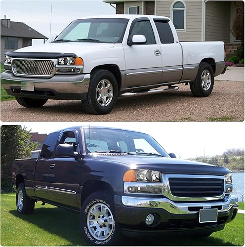 Miniatura 9 de Conjunto de faros delanteros compatible con GMC Sierra 1500 2500 350000-06 GMC Yukon 1999-2006, carcasa negra con reflector ámbar, repuesto